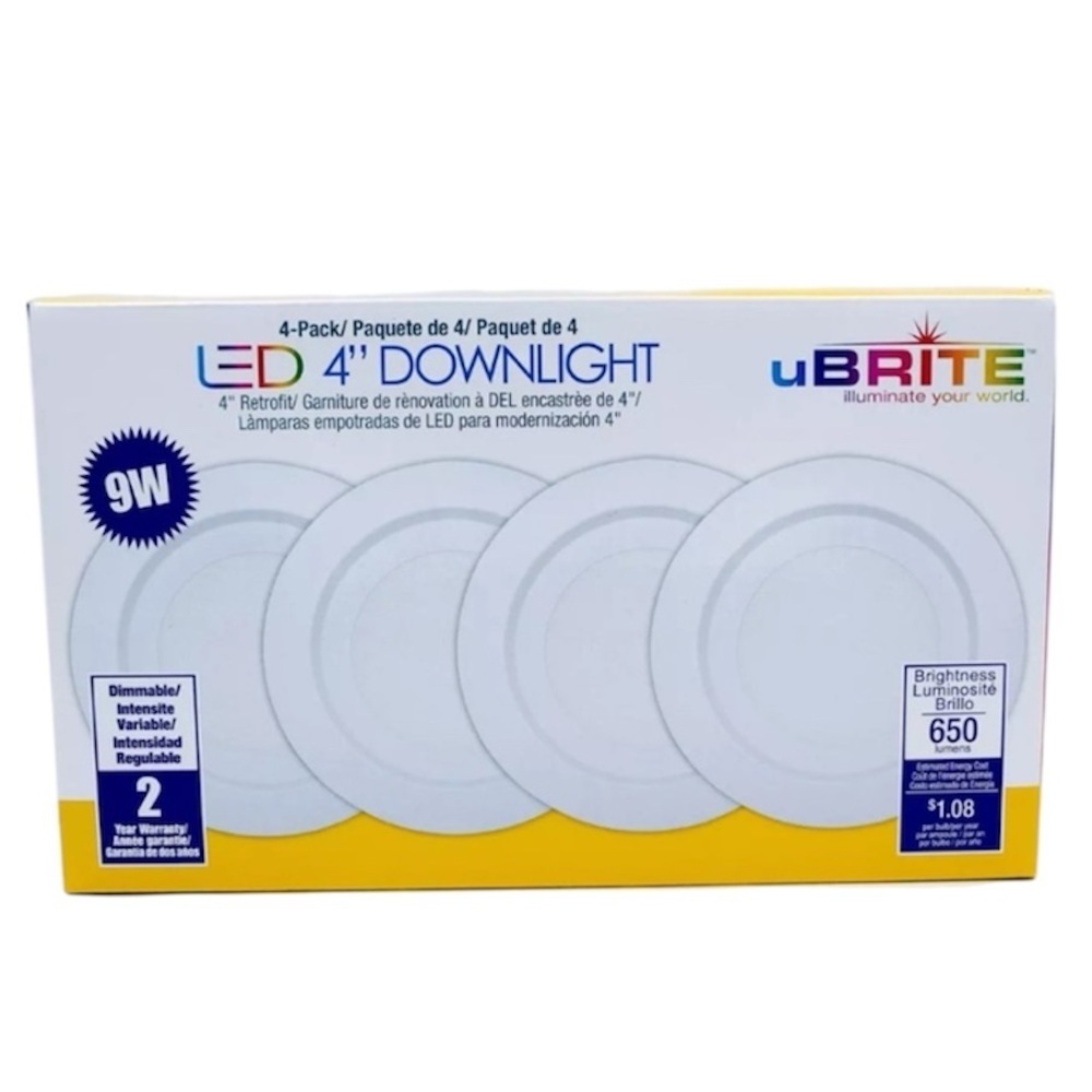 🆕 UBRITE 9W 4" LED Retrofit Downlight 4-Pack) NIB